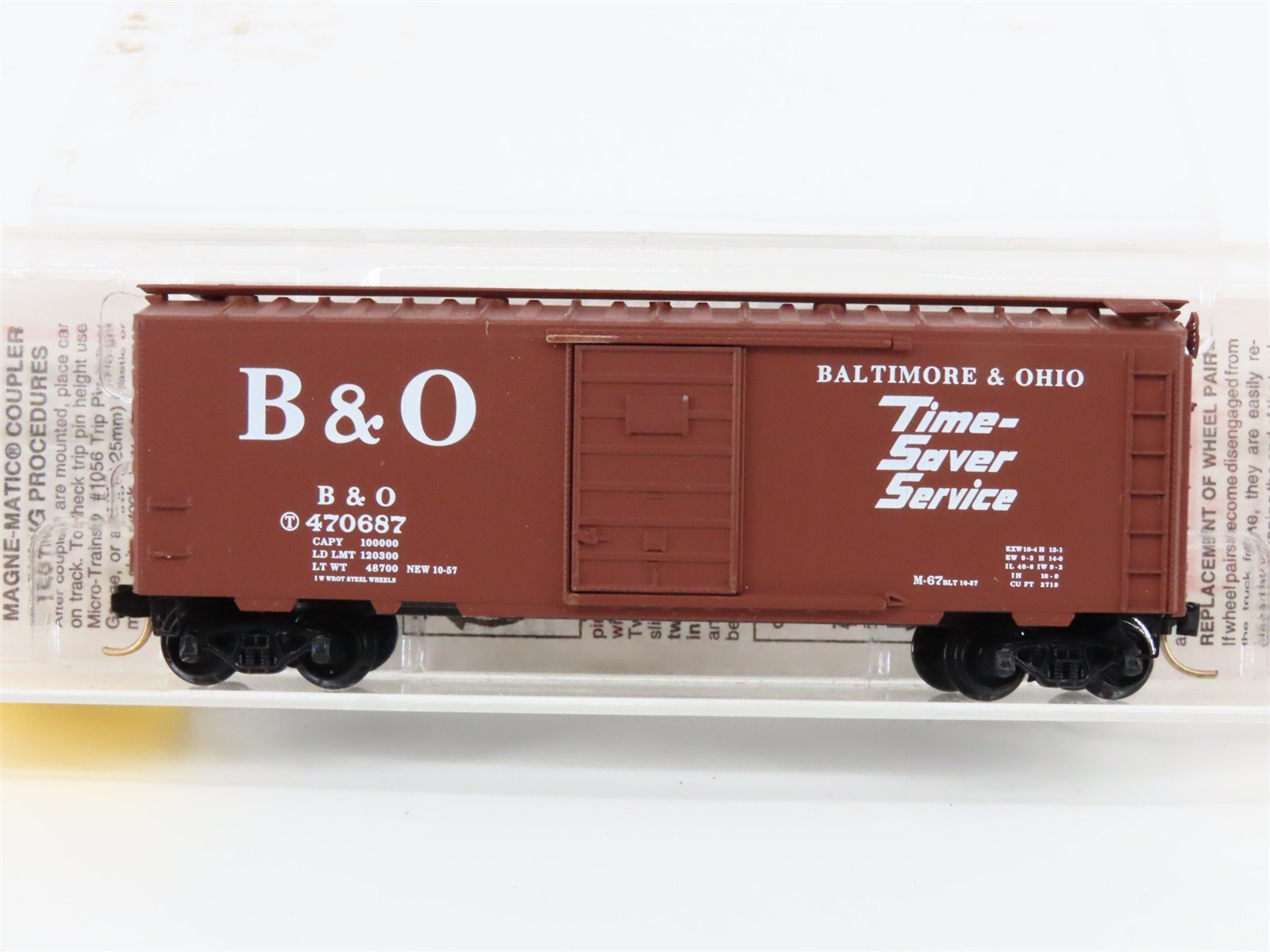 N Scale Micro-Trains MTL 20346 B&O Baltimore & Ohio Time Saver 40' Boxcar 470687