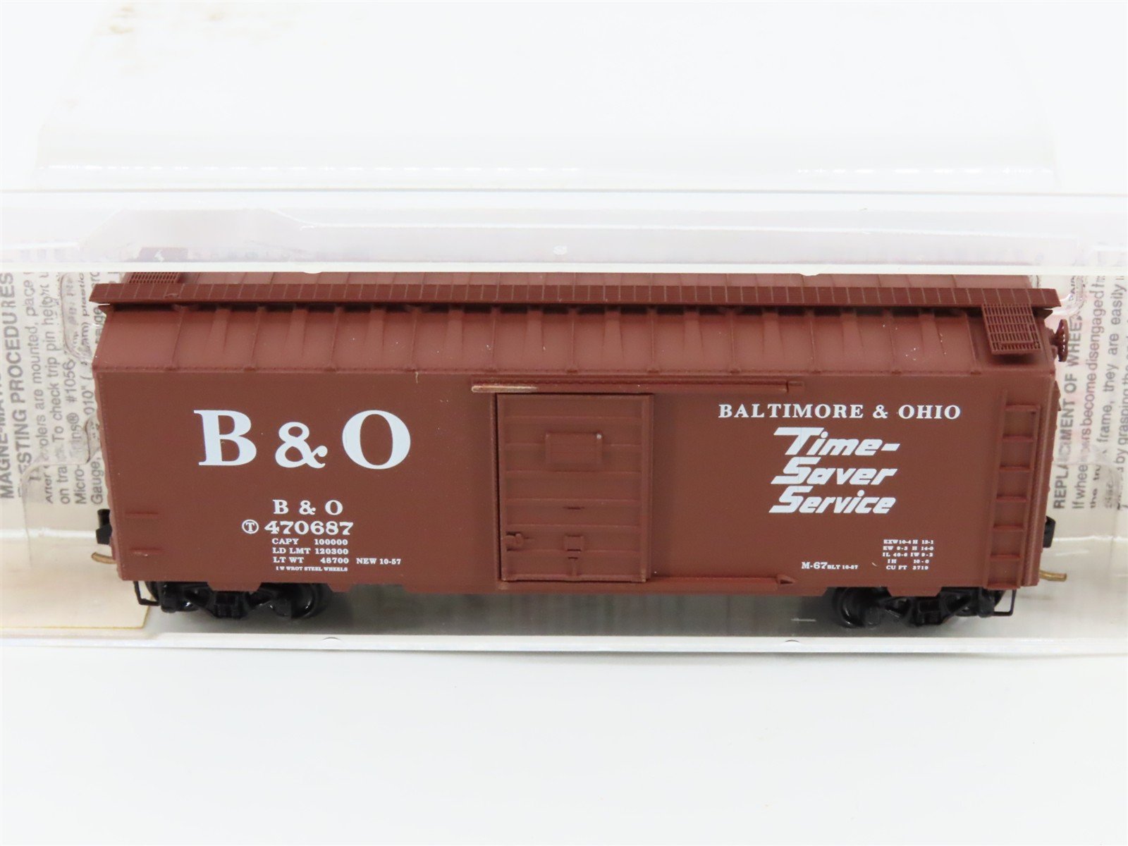 N Scale Micro-Trains MTL 20346 B&O Baltimore & Ohio Time Saver 40' Boxcar 470687