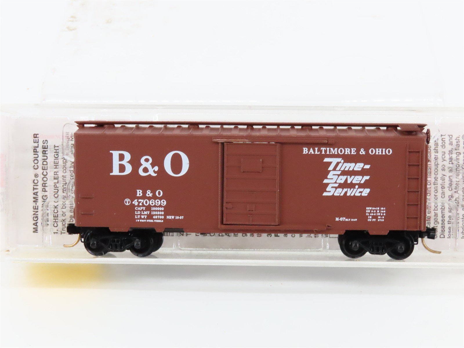 N Micro-Trains MTL 20346/1 B&O Baltimore & Ohio Time Saver 40' Box Car #470699