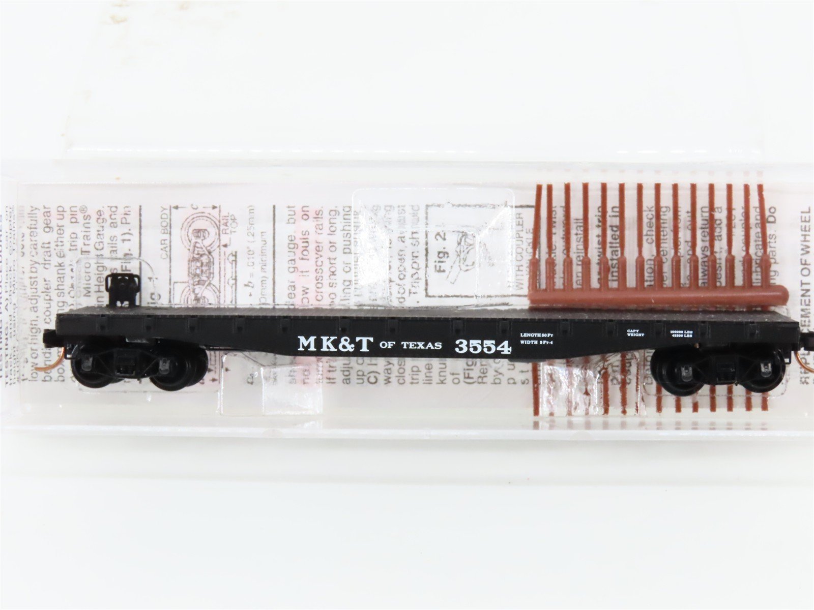 N Scale Micro-Trains MTL 45240 MK&T Of Texas 50' Fishbelly Side Flat Car #3554