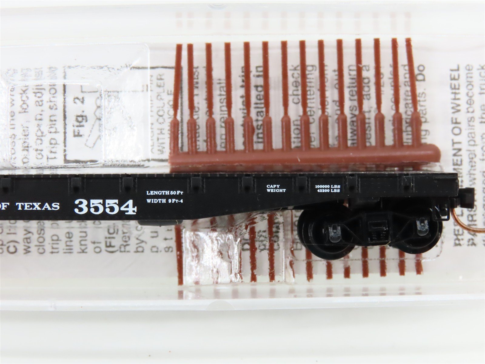 N Scale Micro-Trains MTL 45240 MK&T Of Texas 50' Fishbelly Side Flat Car #3554