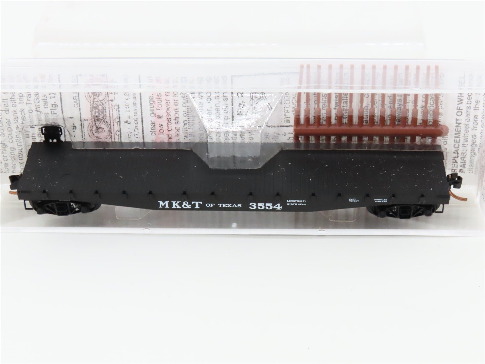 N Scale Micro-Trains MTL 45240 MK&T Of Texas 50' Fishbelly Side Flat Car #3554