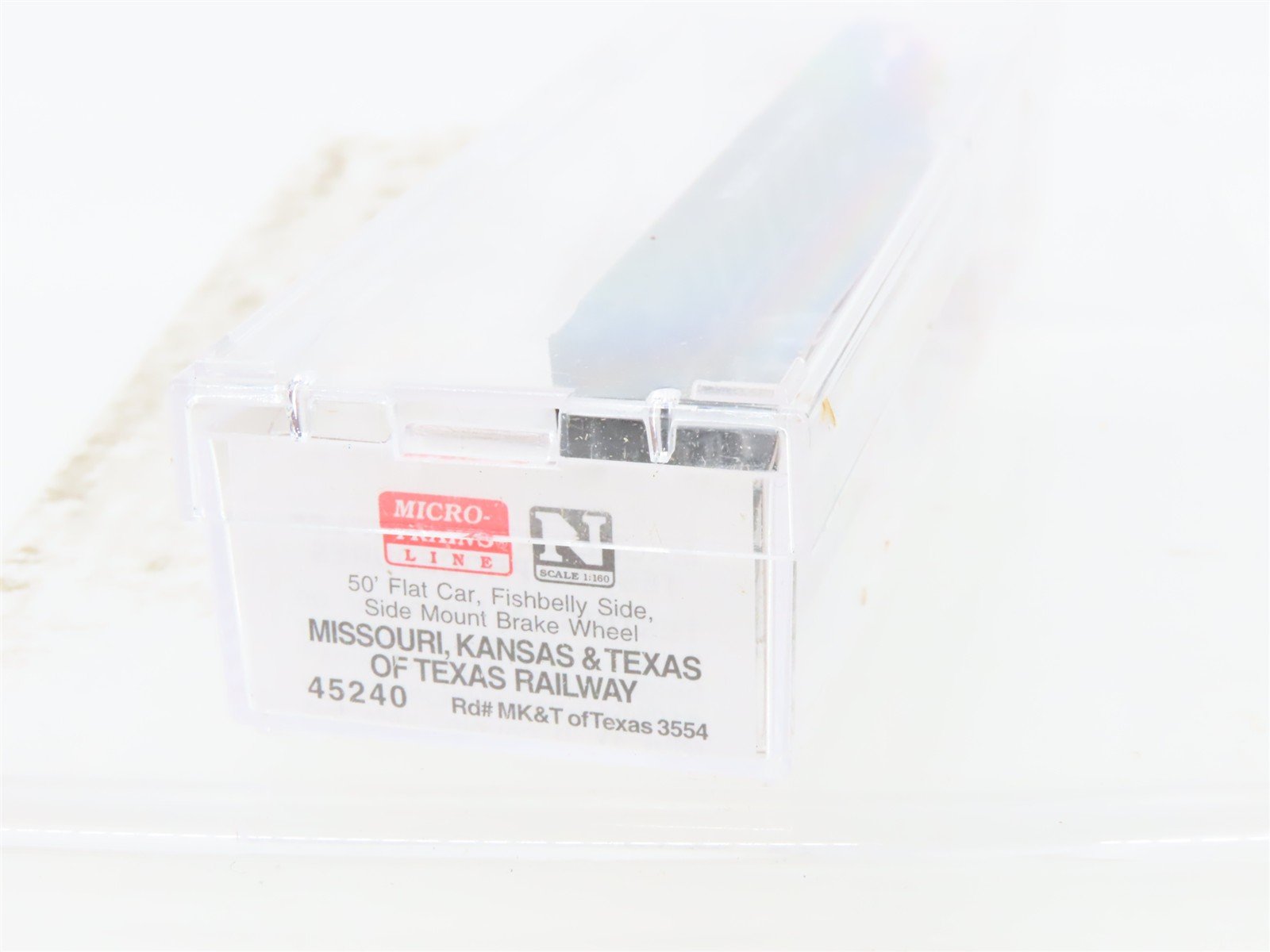 N Scale Micro-Trains MTL 45240 MK&T Of Texas 50' Fishbelly Side Flat Car #3554