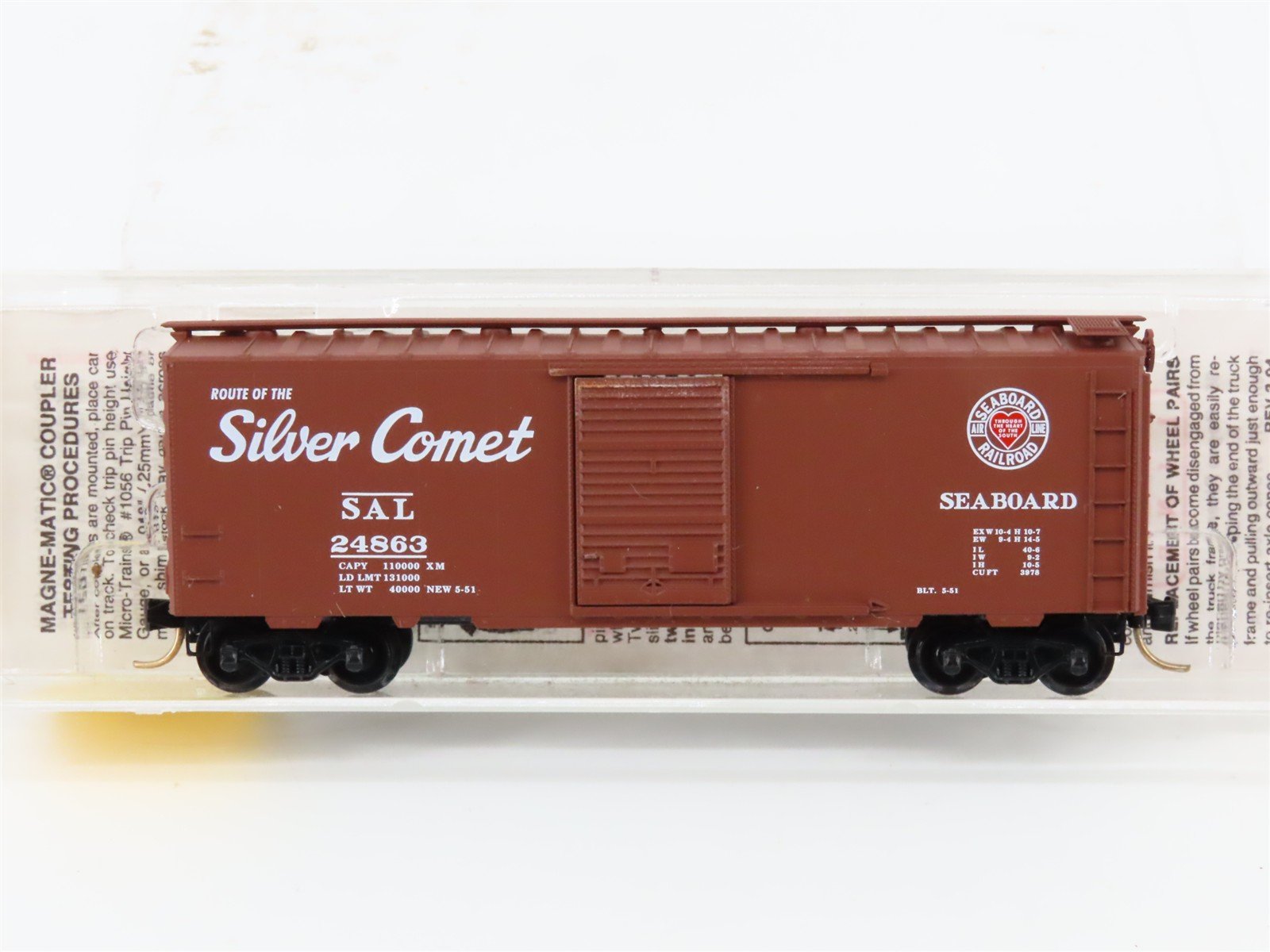 N Micro-Trains MTL 20660 SAL Seaboard Air Line Silver Comet 40' Box Car #24863