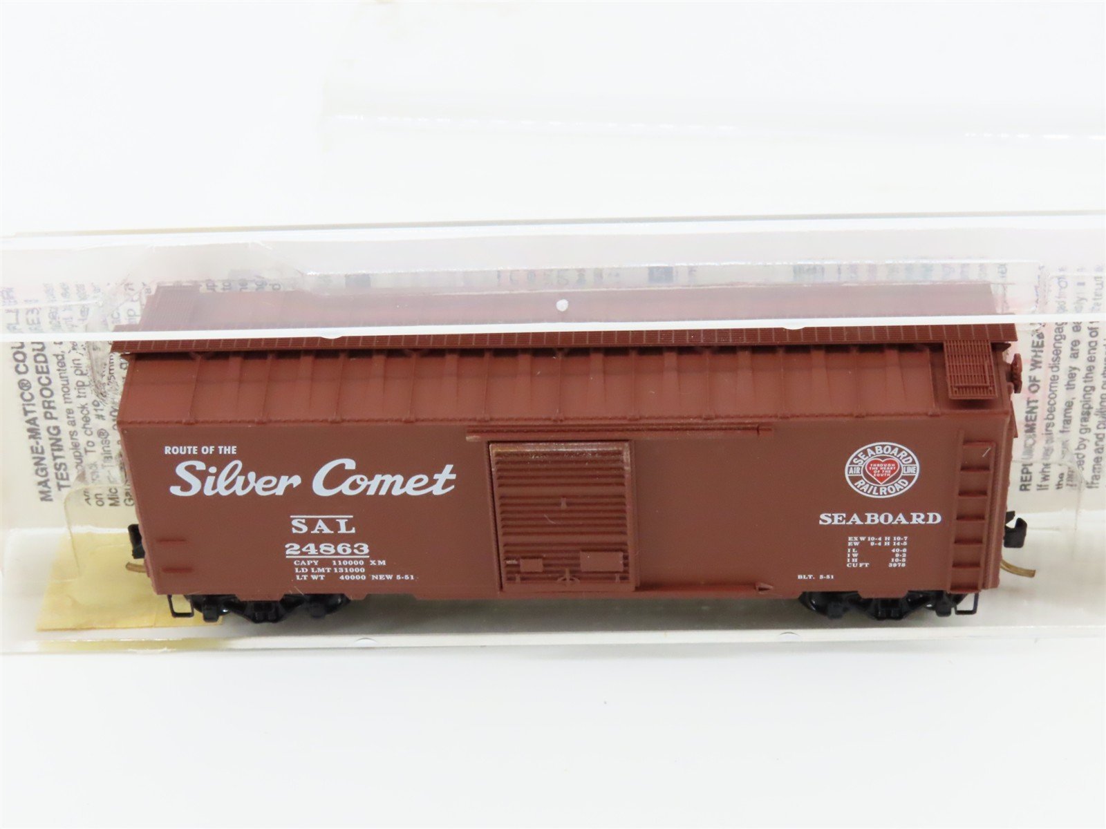N Micro-Trains MTL 20660 SAL Seaboard Air Line Silver Comet 40' Box Car #24863
