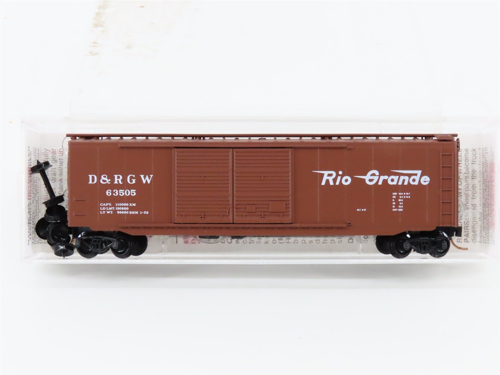 N Scale Micro-Trains MTL 34060 D&RGW Rio Grande 50' Double Doors Box Car #63505