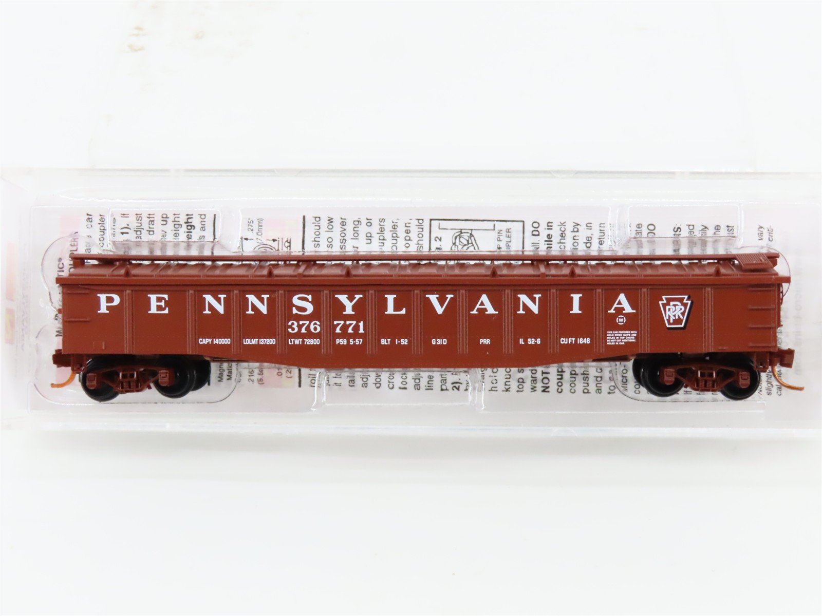 N Scale Micro-Trains MTL 10600080 PRR Pennsylvania 50' Covered Gondola #376771