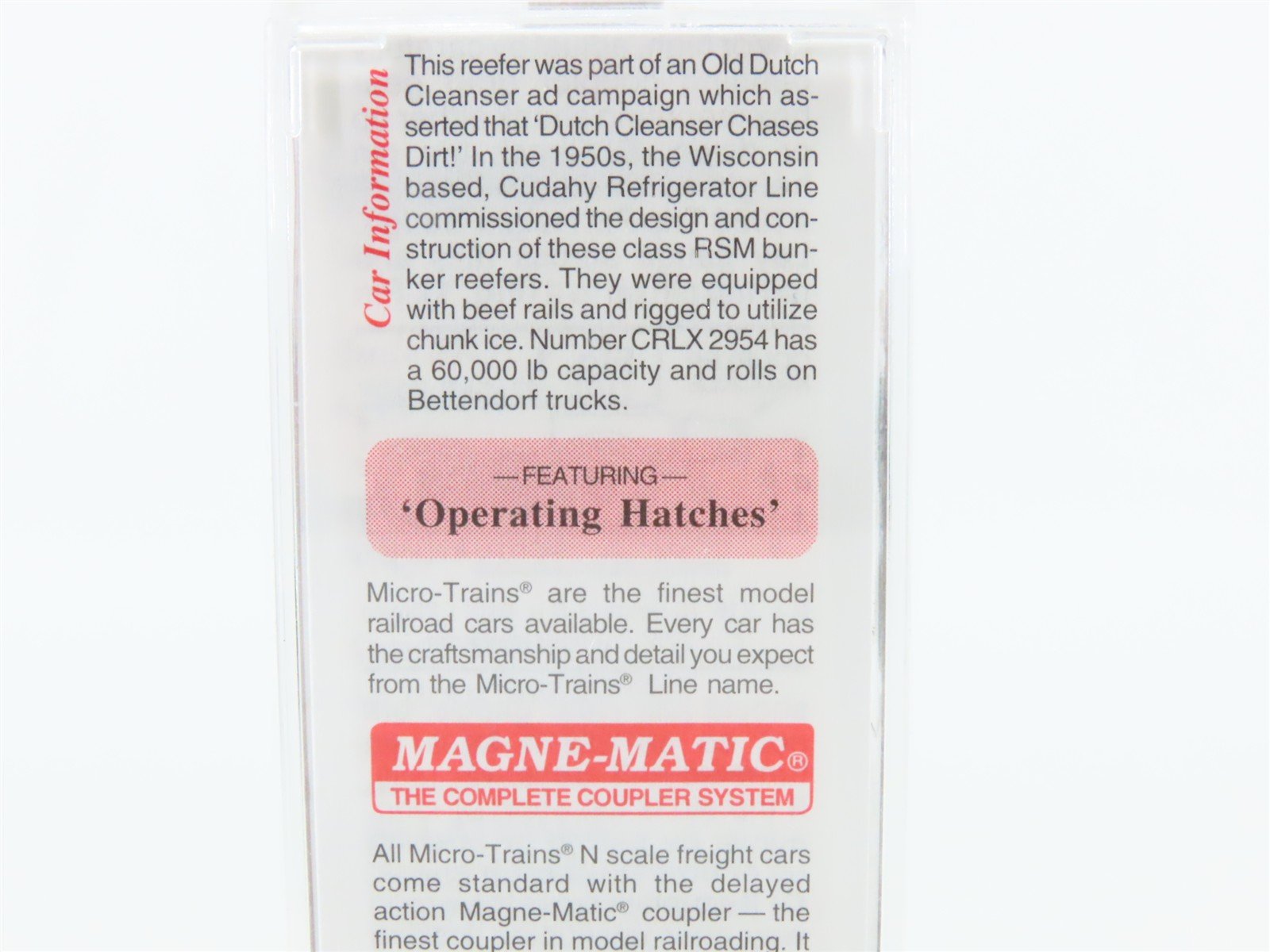 N Scale Micro-Trains MTL 49010 CRLX Cudahy Old Dutch Cleanser 40' Reefer #2954