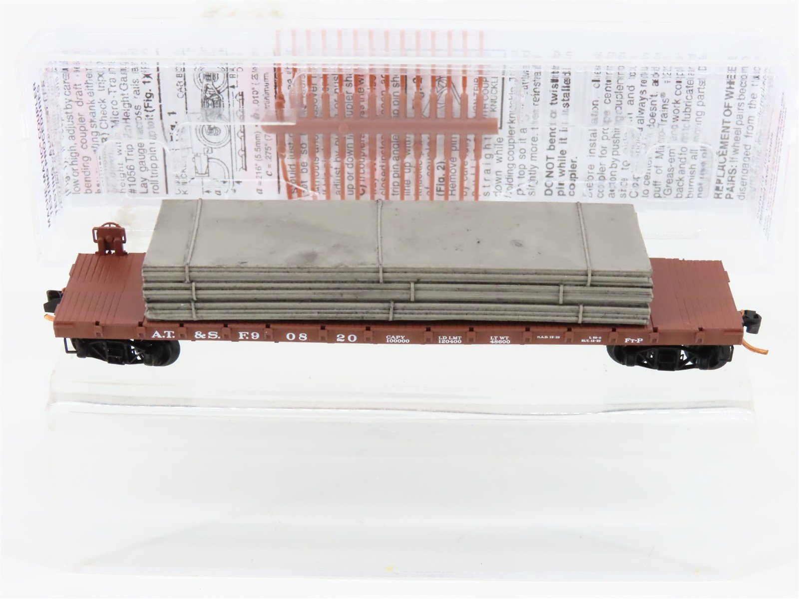 N Micro-Trains MTL 04400061 ATSF Santa Fe 50' Flat Car 90820 w/Steel Plate Load