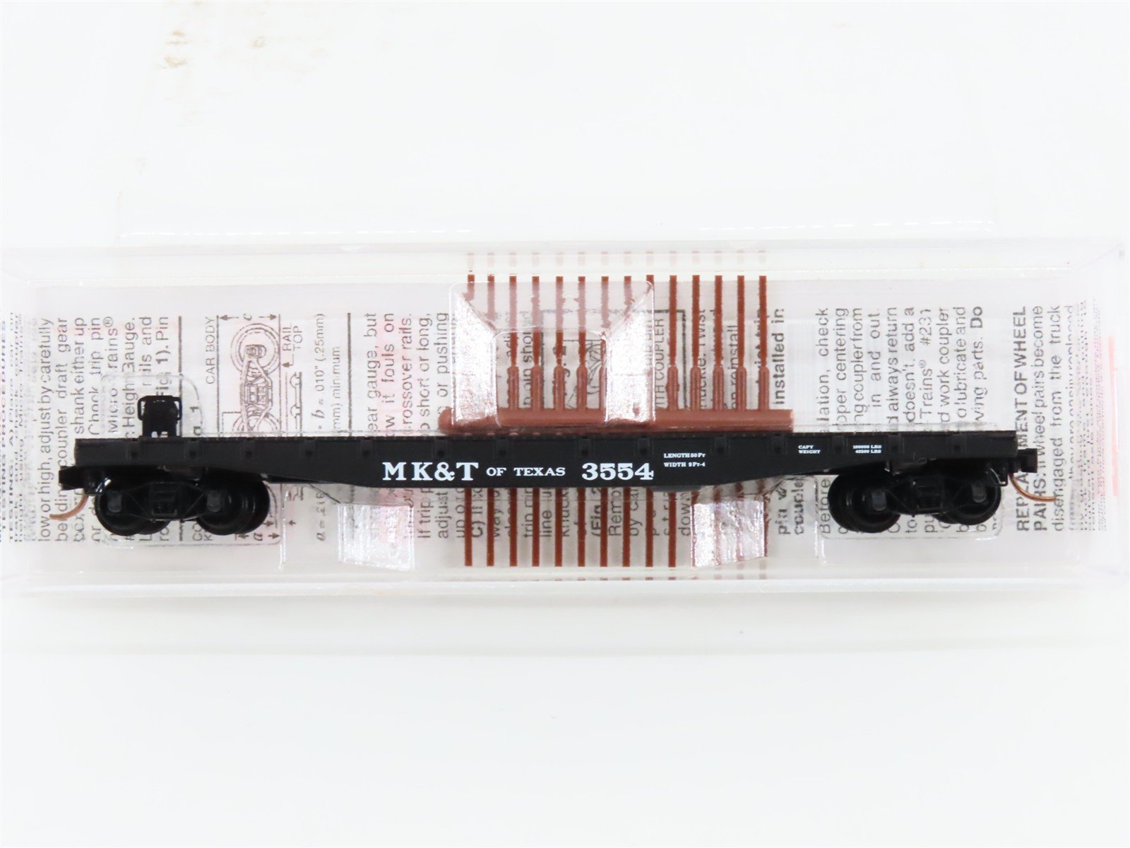 N Scale Micro-Trains MTL 45240 MK&T Of Texas 50' Fishbelly Side Flat Car #3554