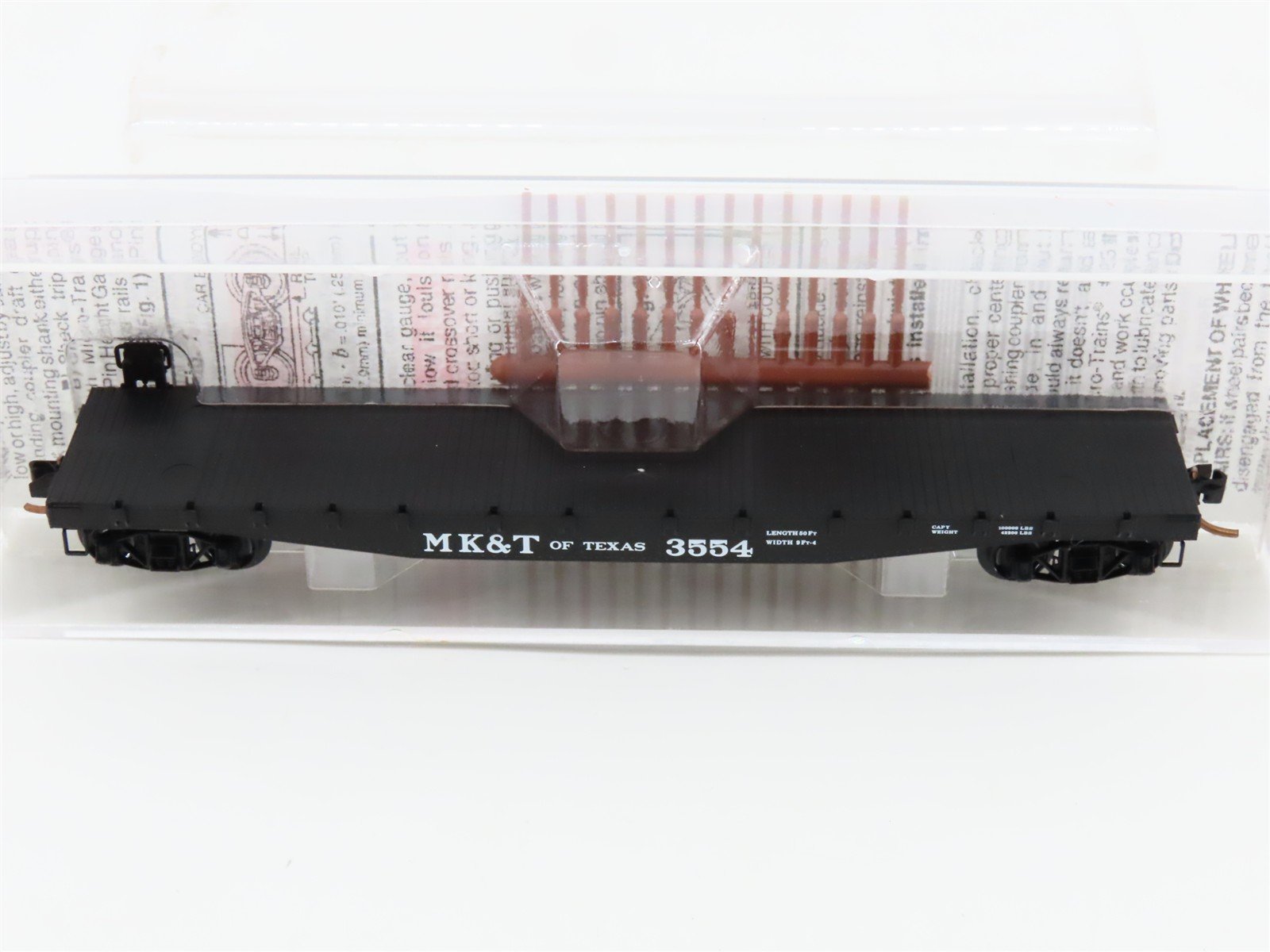 N Scale Micro-Trains MTL 45240 MK&T Of Texas 50' Fishbelly Side Flat Car #3554