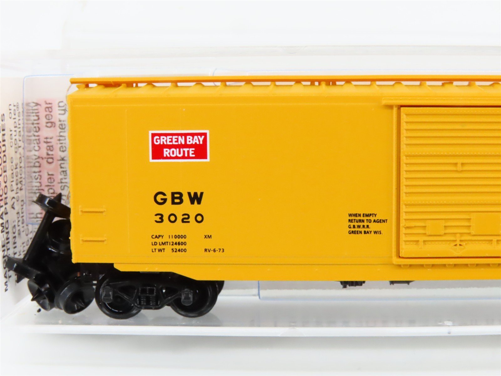 N Scale Micro-Trains MTL 31130 GBW Green Bay Route 50' Single Door Box Car #3020