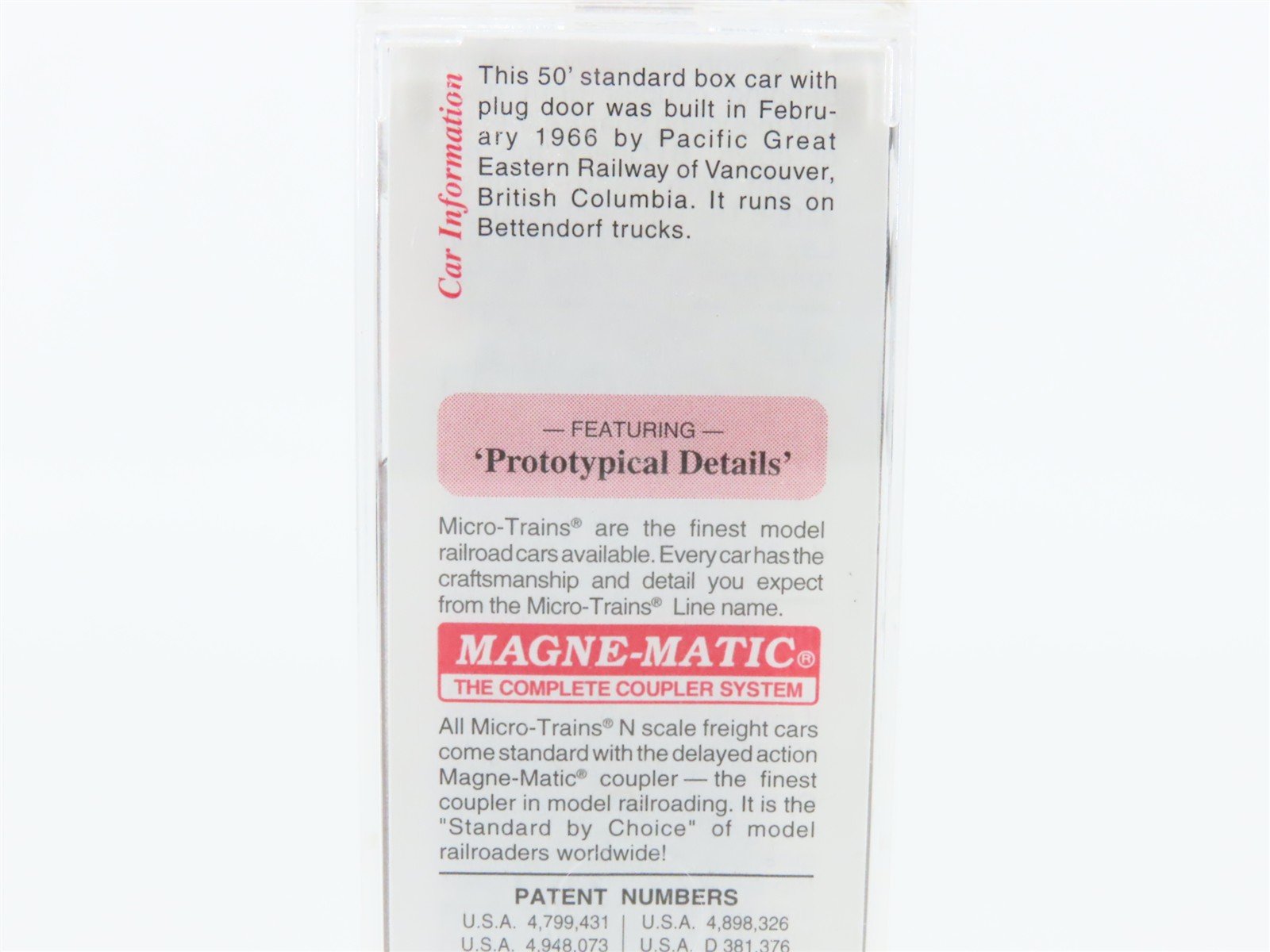 N Scale Micro-Trains MTL 32260 PGE Pacific Great Eastern 50' Box Car #4521