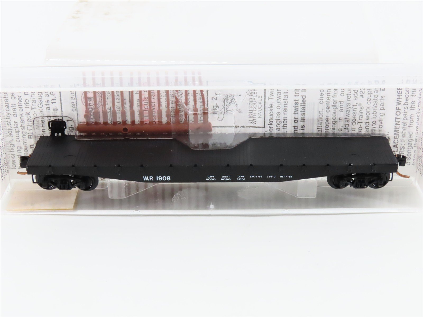 N Micro-Trains MTL 45230 WP Western Pacific 50' Fishbelly Side Flat Car #1908