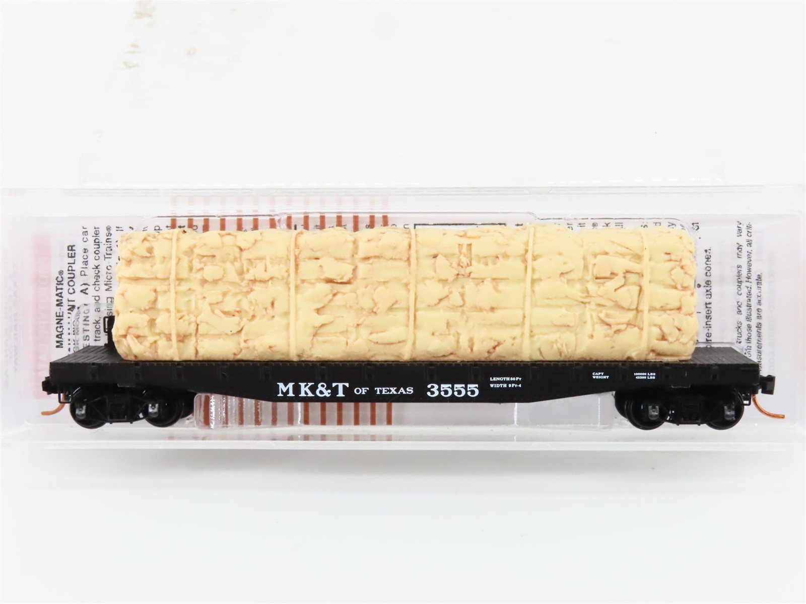 N Scale Micro-Trains MTL 04500240 MK&T of Texas 50' Flat Car #3555 w/ Load