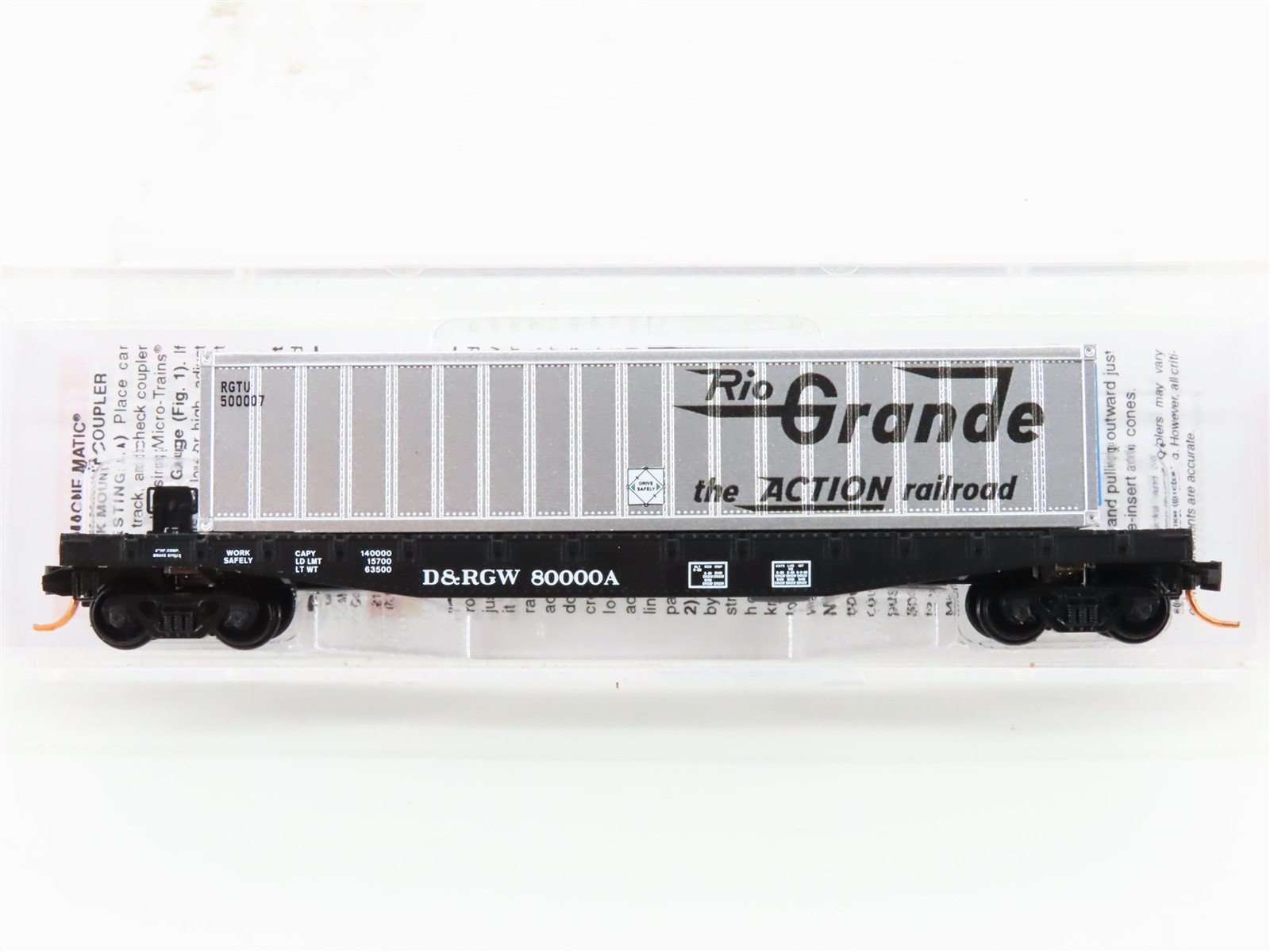 N Micro-Trains MTL 04500511 D&RGW Rio Grande 50' Flat Car #80000A w/ Container
