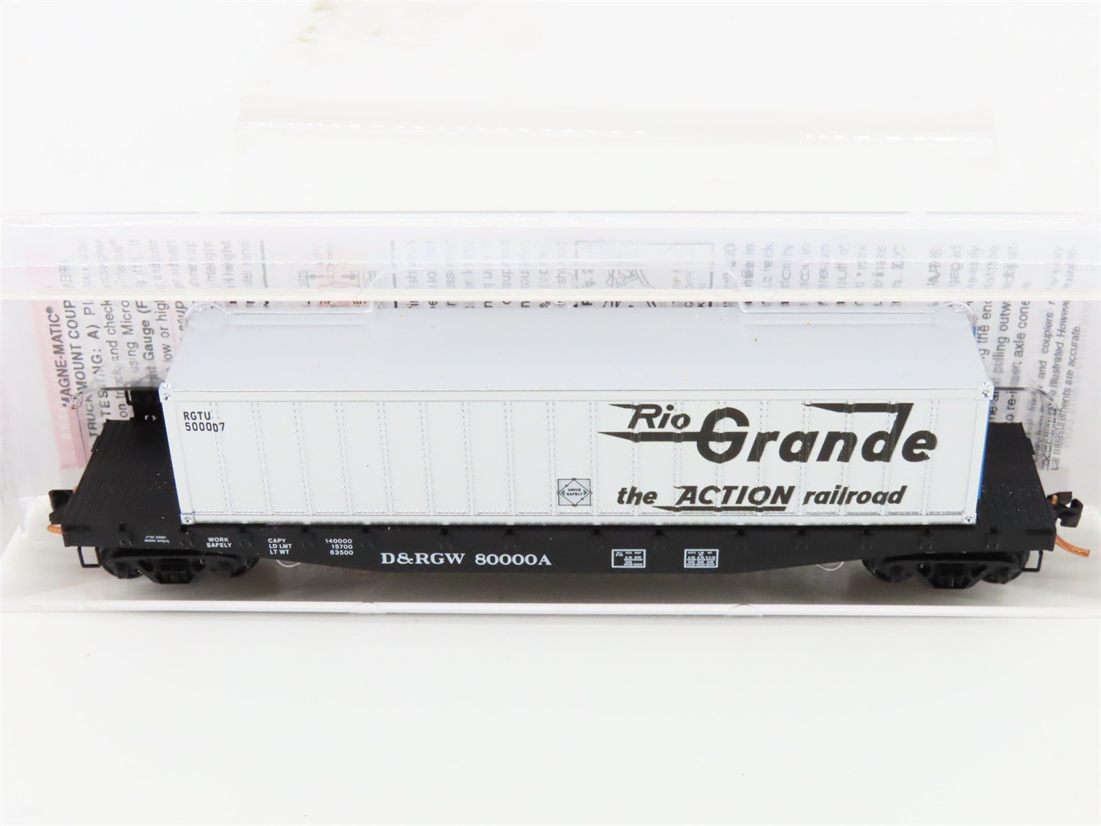 N Micro-Trains MTL 04500511 D&RGW Rio Grande 50' Flat Car #80000A w/ Container