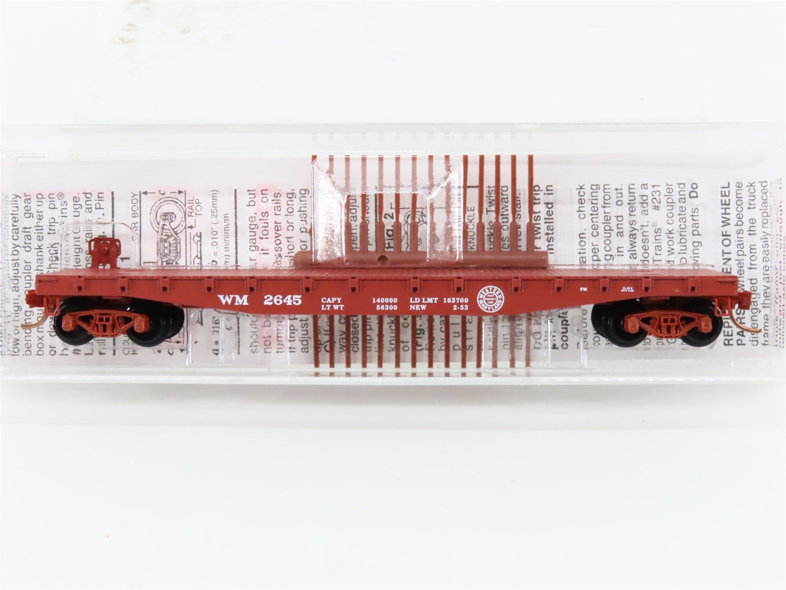 N Micro-Trains MTL 45160 WM Western Maryland Fast Freight 50' Flat Car #2645