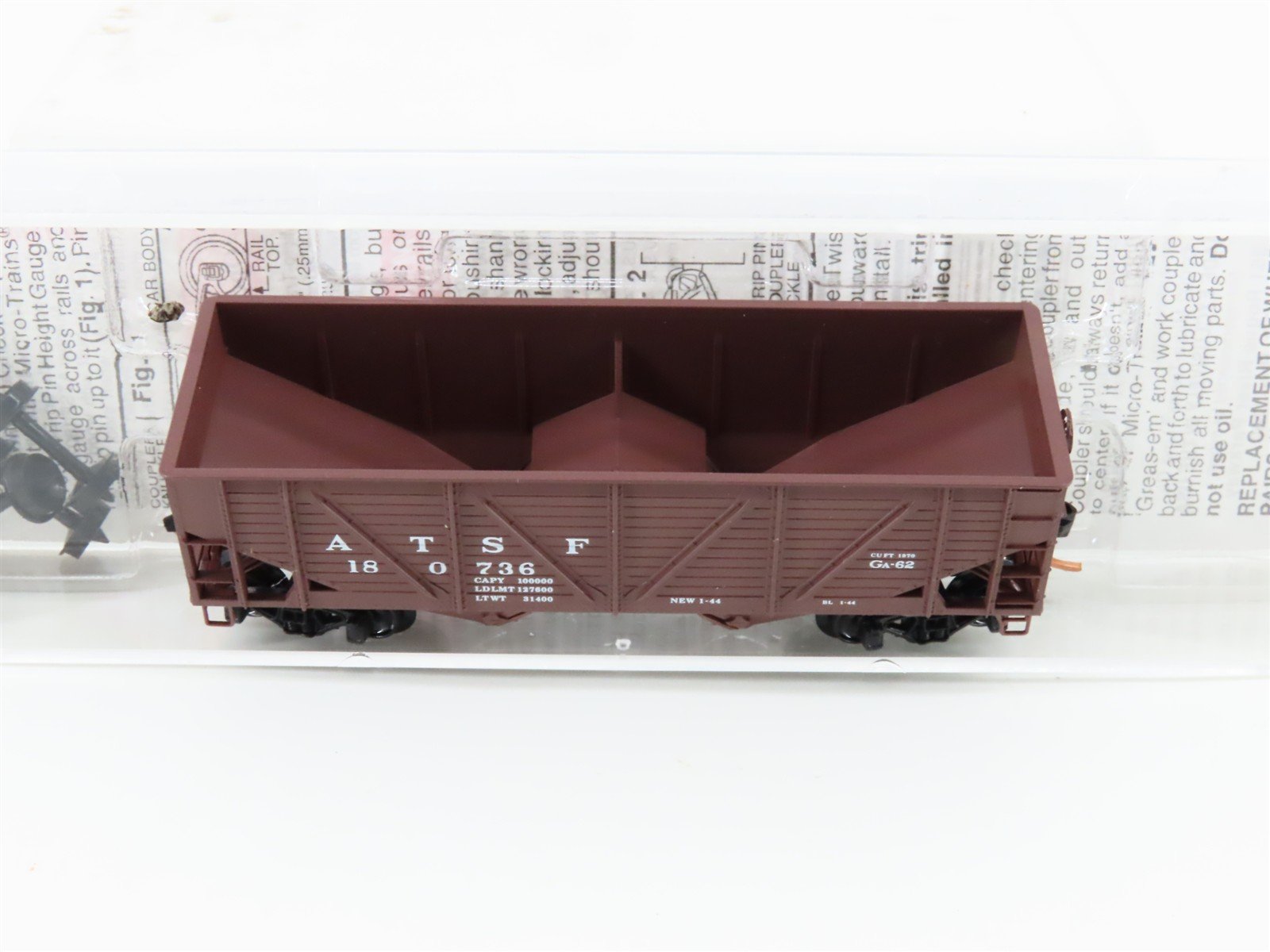 N Scale Micro-Trains MTL 57010 ATSF Santa Fe 2-Bay Open Hopper #180736