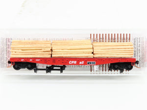 N Scale Micro-Trains MTL 04500280 CP Rail 50' Flat Car #301227 w/ Log Load