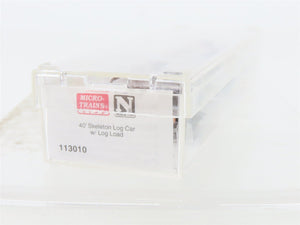 N Scale Micro-Trains MTL 113010 40' Skeleton Log Car w/ Log Load
