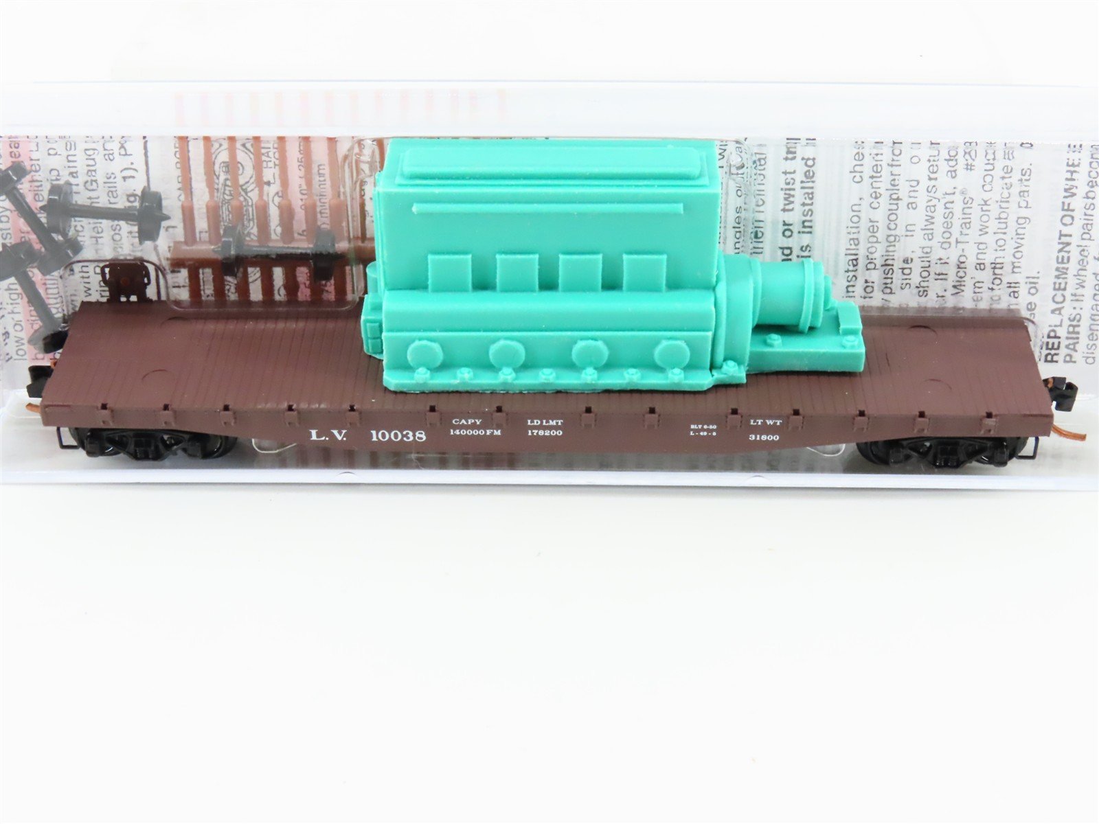 N Scale Micro-Trains MTL 04500310 LV 50' Flat Car #10038 w/ Ship Engine Load