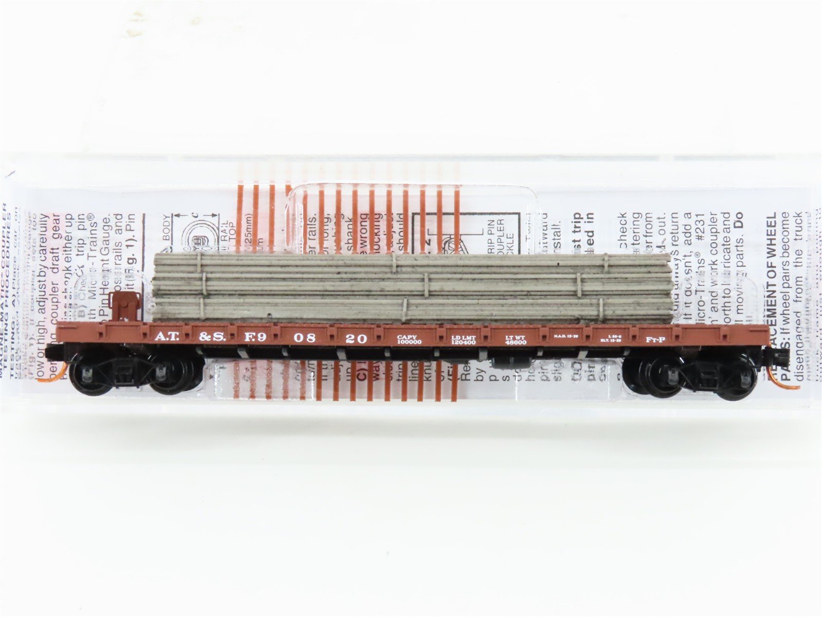 N Scale Micro-Trains MTL 04400061 ATSF Santa Fe 50' Flat Car #90820 w/ Load