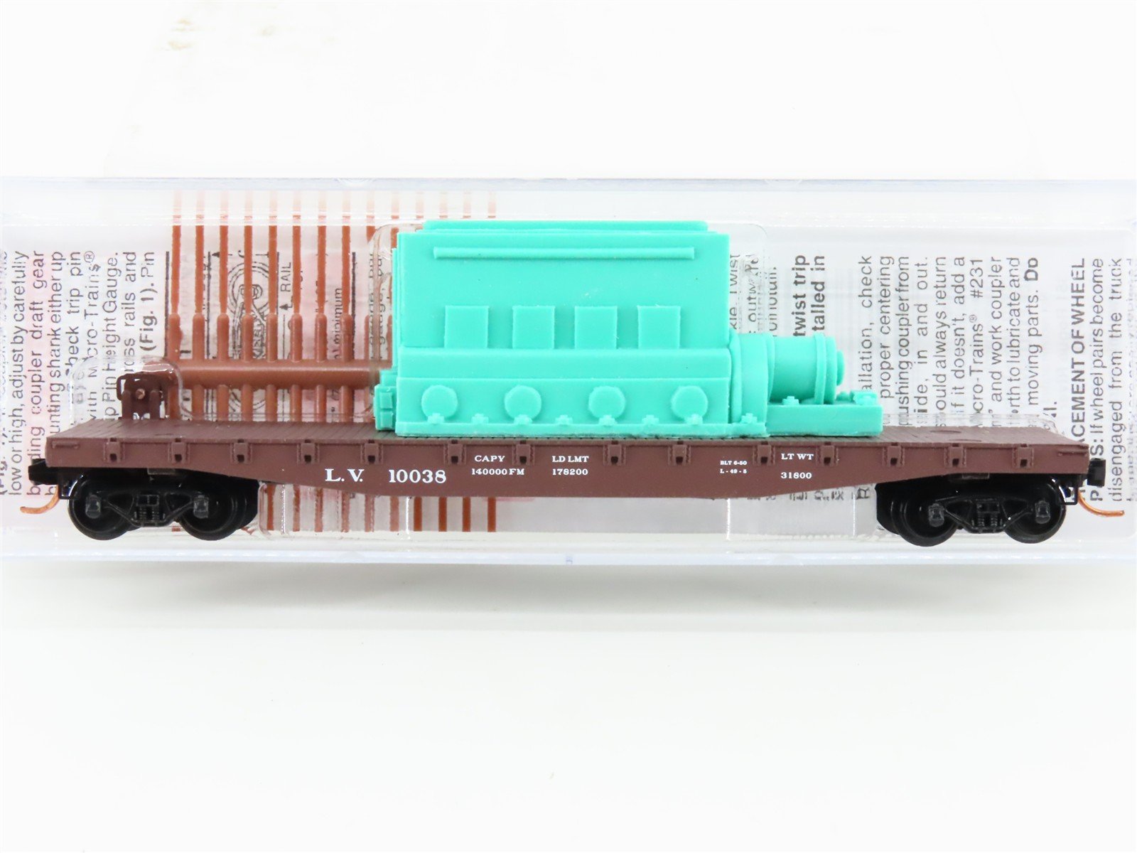 N Scale Micro-Trains MTL 04500310 LV 50' Flat Car #10038 w/ Ship Engine Load