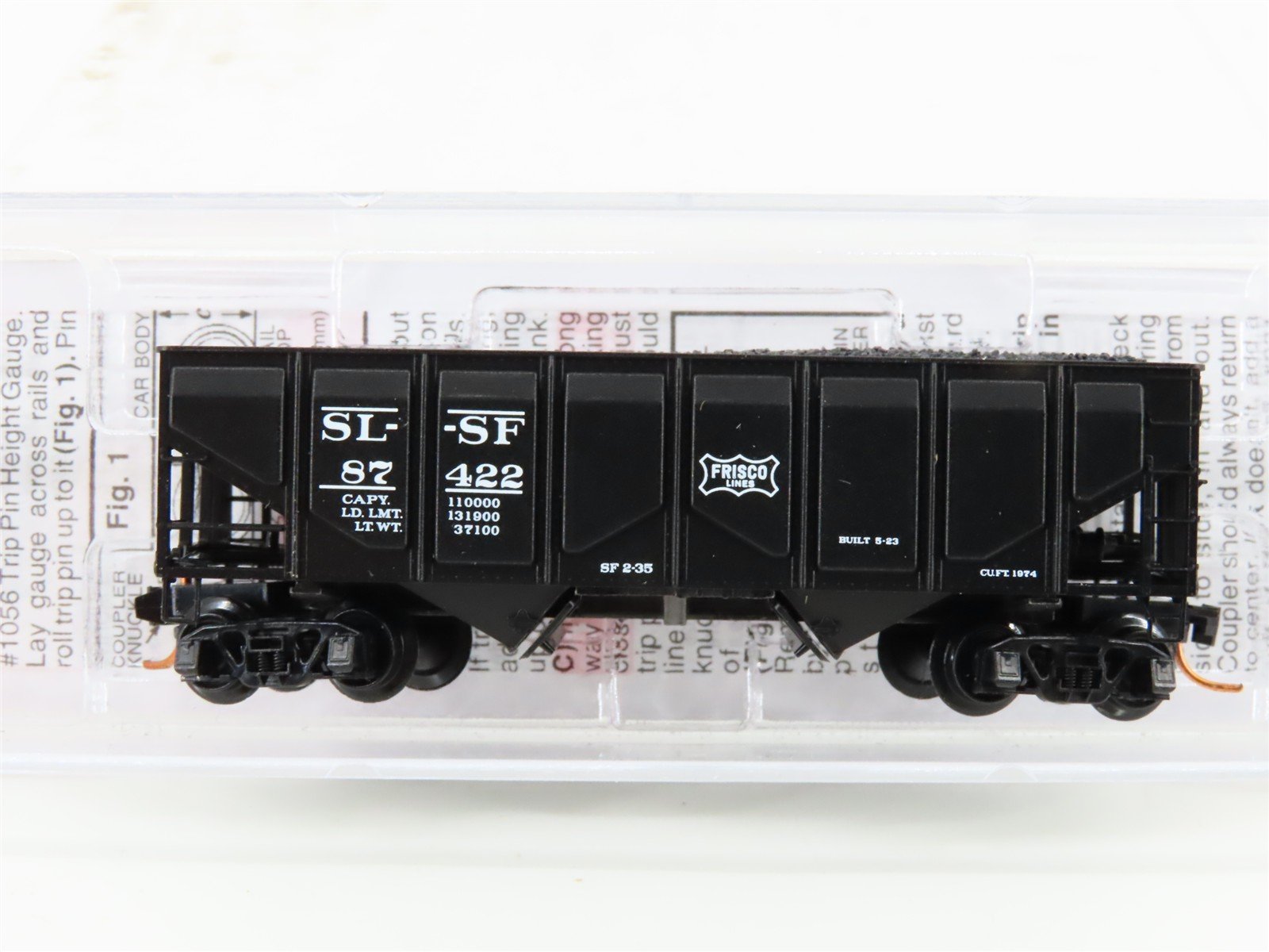 N Scale Micro-Trains MTL 08500050 SL-SF Frisco 2-Bay Hopper #87422 w/ Coal Load