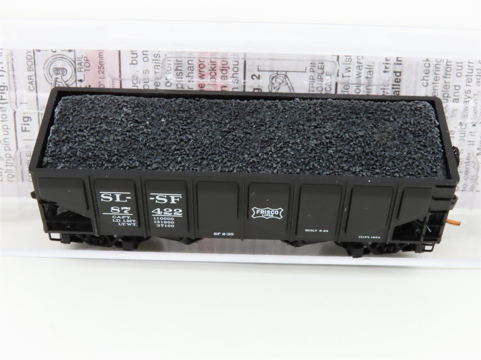 N Scale Micro-Trains MTL 08500050 SL-SF Frisco 2-Bay Hopper #87422 w/ Coal Load