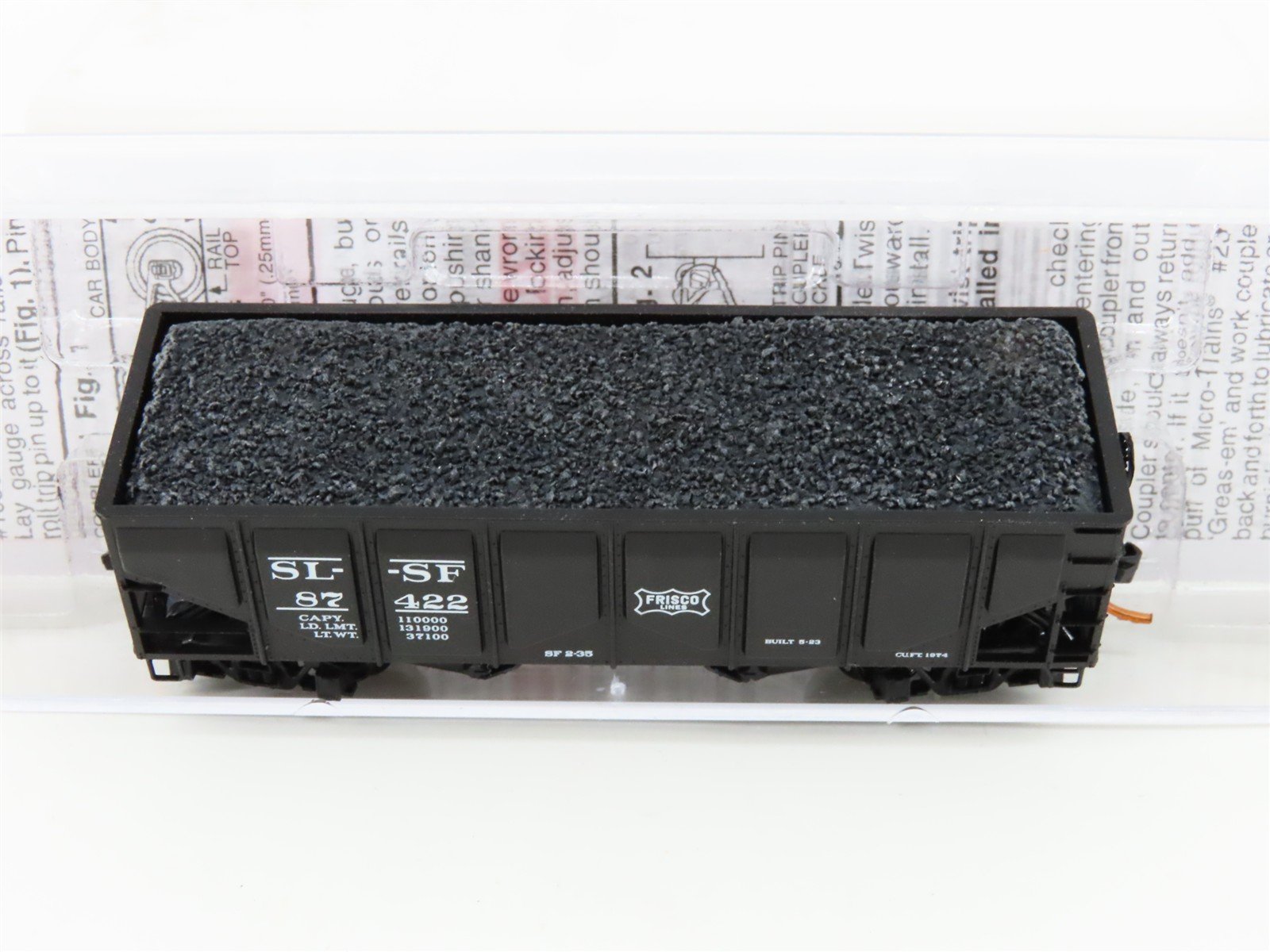 N Scale Micro-Trains MTL 08500050 SL-SF Frisco 2-Bay Hopper #87422 w/ Coal Load