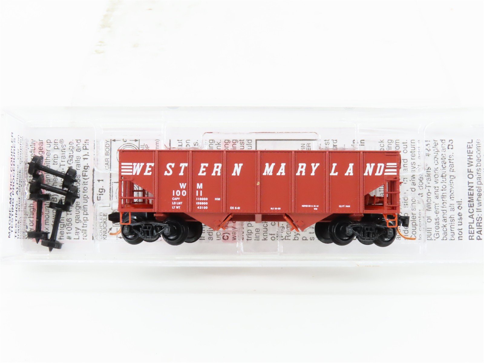 N Scale Micro-Trains MTL 05600110 WM Western Maryland 2-Bay Open Hopper #10011