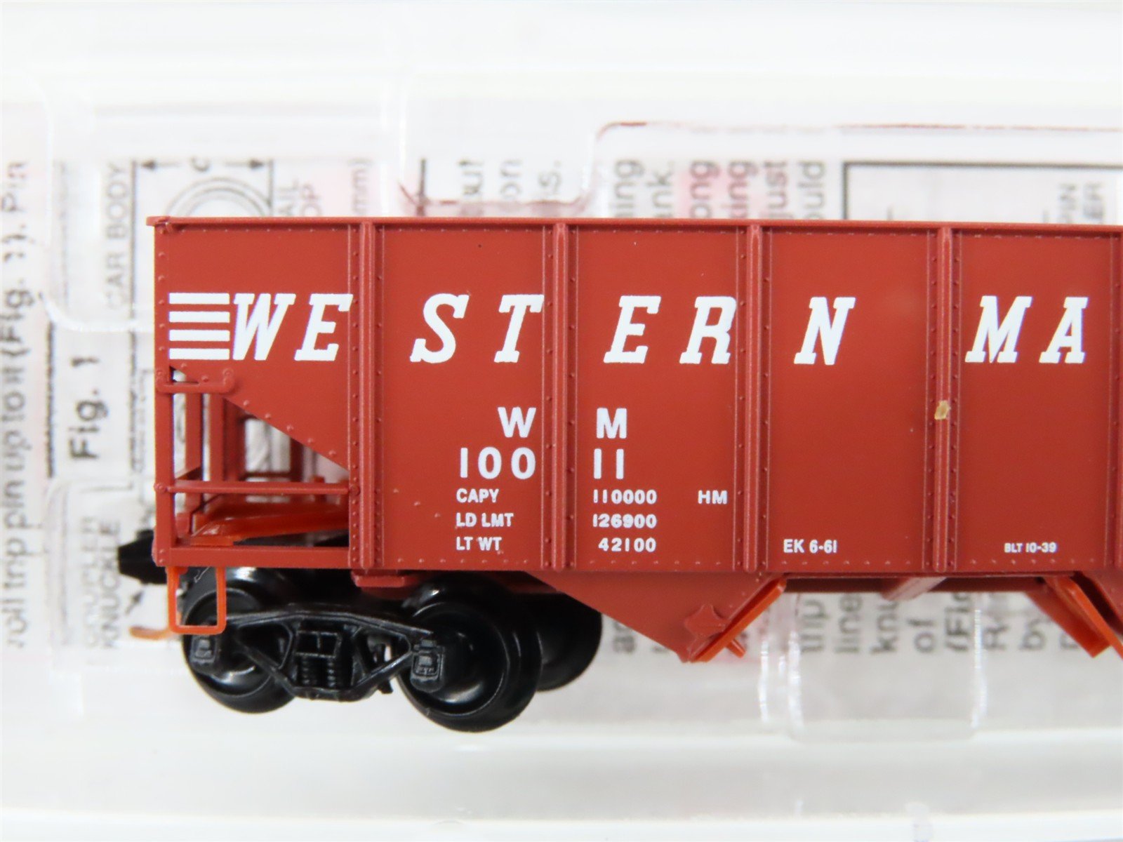 N Scale Micro-Trains MTL 05600110 WM Western Maryland 2-Bay Open Hopper #10011