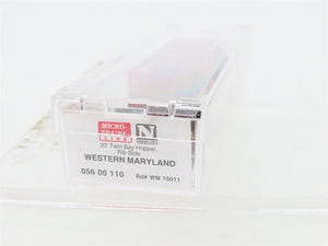 N Scale Micro-Trains MTL 05600110 WM Western Maryland 2-Bay Open Hopper #10011