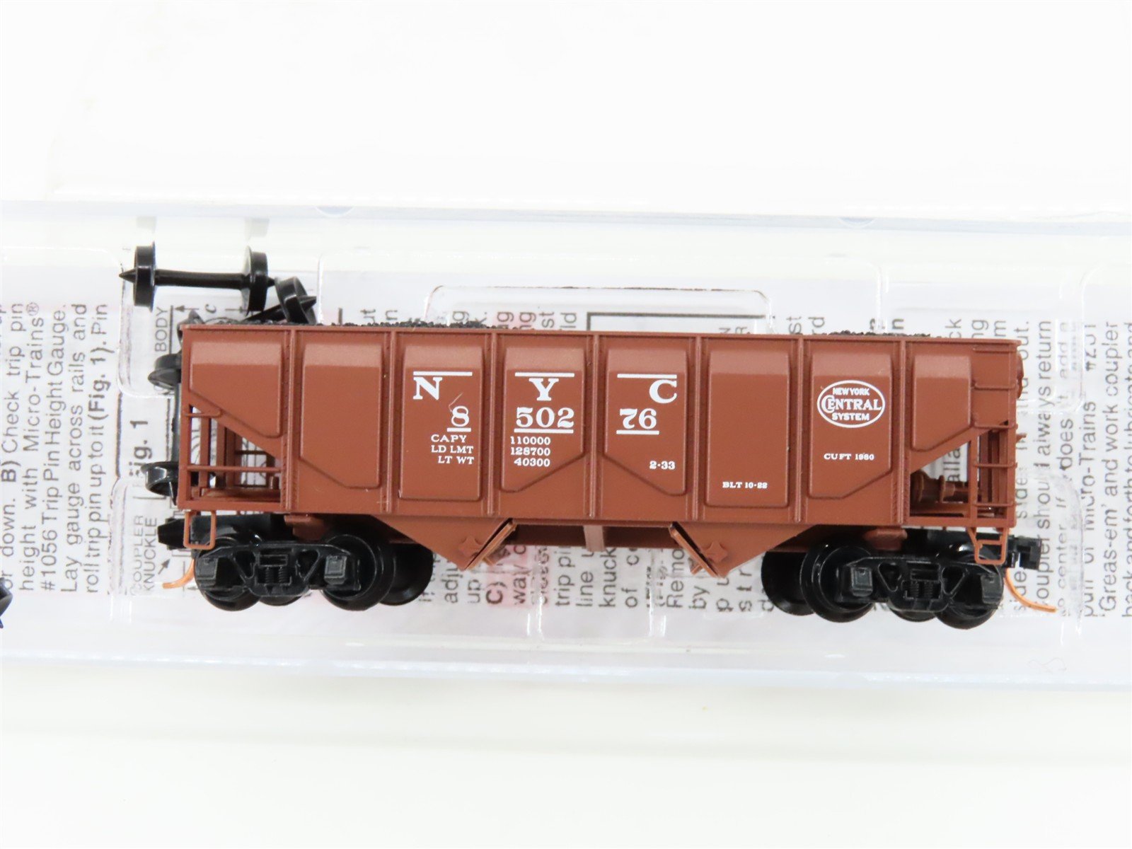 N Micro-Trains MTL 08500022 NYC New York Central 2-Bay Hopper #850276 w/ Load