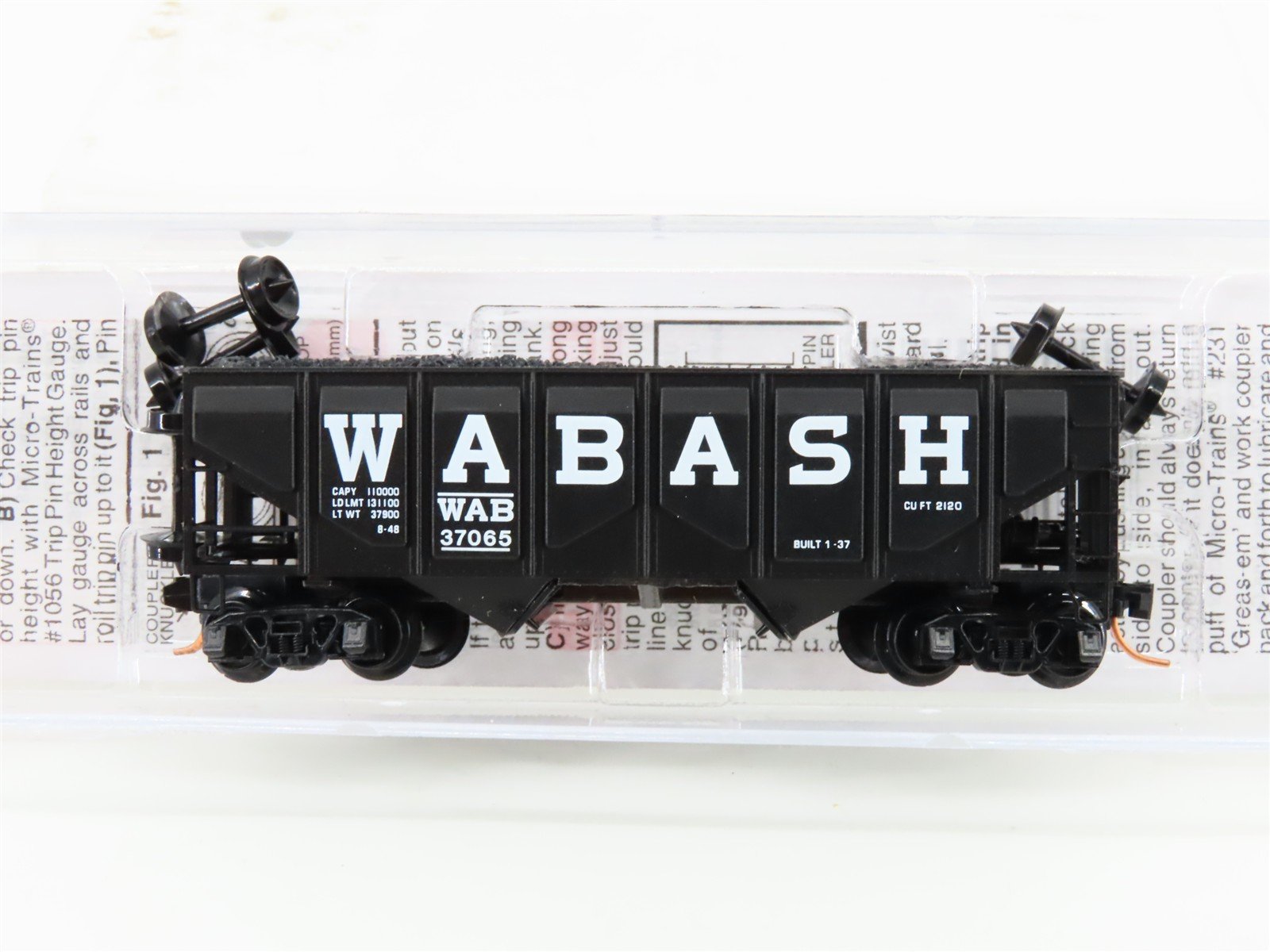N Scale Micro-Trains MTL 08500010 WAB Wabash 2-Bay Hopper #37065 w/ Coal Load