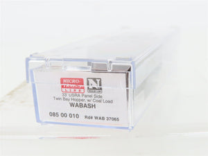 N Scale Micro-Trains MTL 08500010 WAB Wabash 2-Bay Hopper #37065 w/ Coal Load