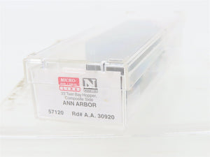 N Micro-Trains MTL 57120 AA Ann Arbor 2-Bay Composite Side Open Hopper #30920