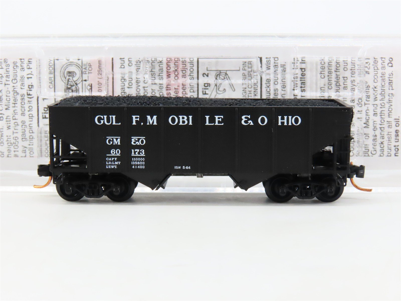 N Micro-Trains MTL 05600290 GM&O Gulf Mobile & Ohio 2-Bay Hopper #60173 w/ Load