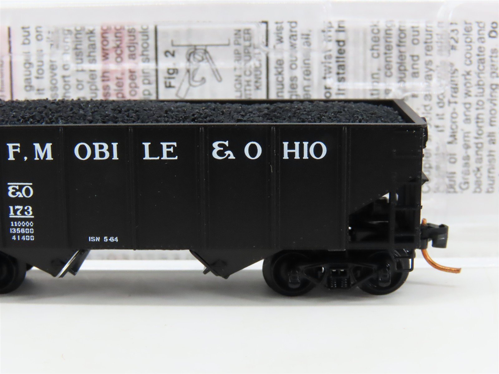 N Micro-Trains MTL 05600290 GM&O Gulf Mobile & Ohio 2-Bay Hopper #60173 w/ Load