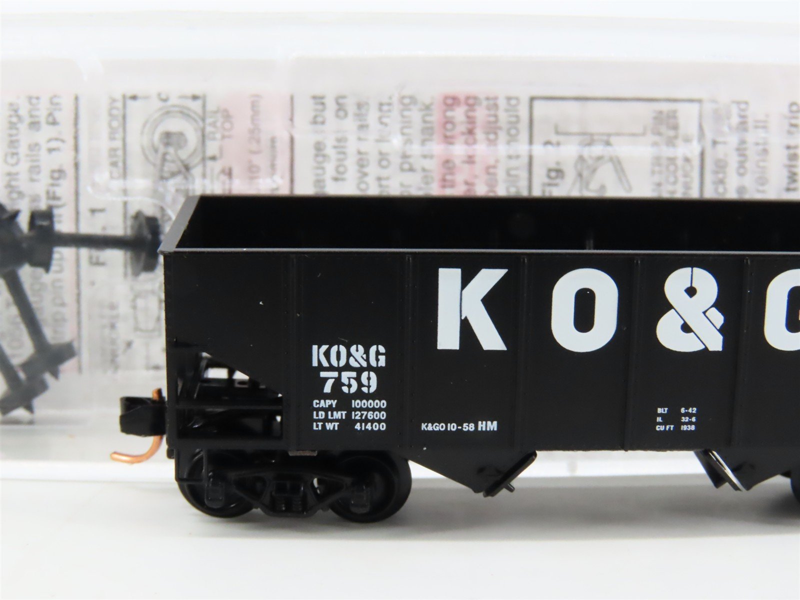 N Scale Micro-Trains MTL 56360 KO&G Kansas Oklahoma & Gulf 2-Bay Open Hopper 759