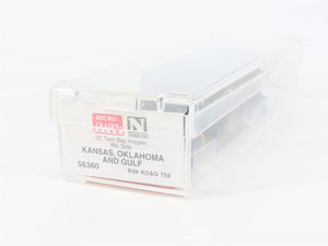 N Scale Micro-Trains MTL 56360 KO&G Kansas Oklahoma & Gulf 2-Bay Open Hopper 759