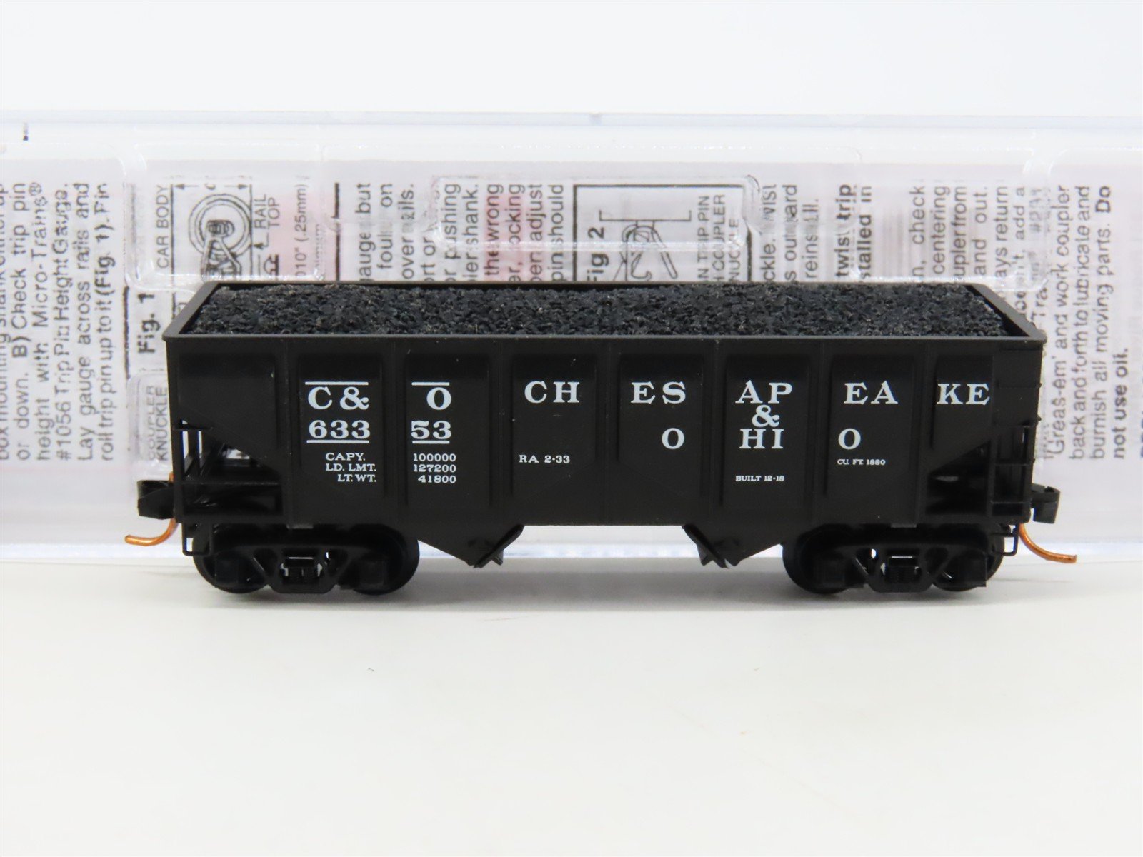 N Micro-Trains MTL 08500040 C&O Chesapeake & Ohio 2-Bay Hopper #63353 w/ Load