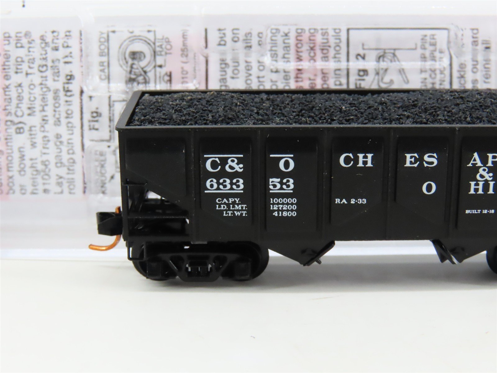 N Micro-Trains MTL 08500040 C&O Chesapeake & Ohio 2-Bay Hopper #63353 w/ Load