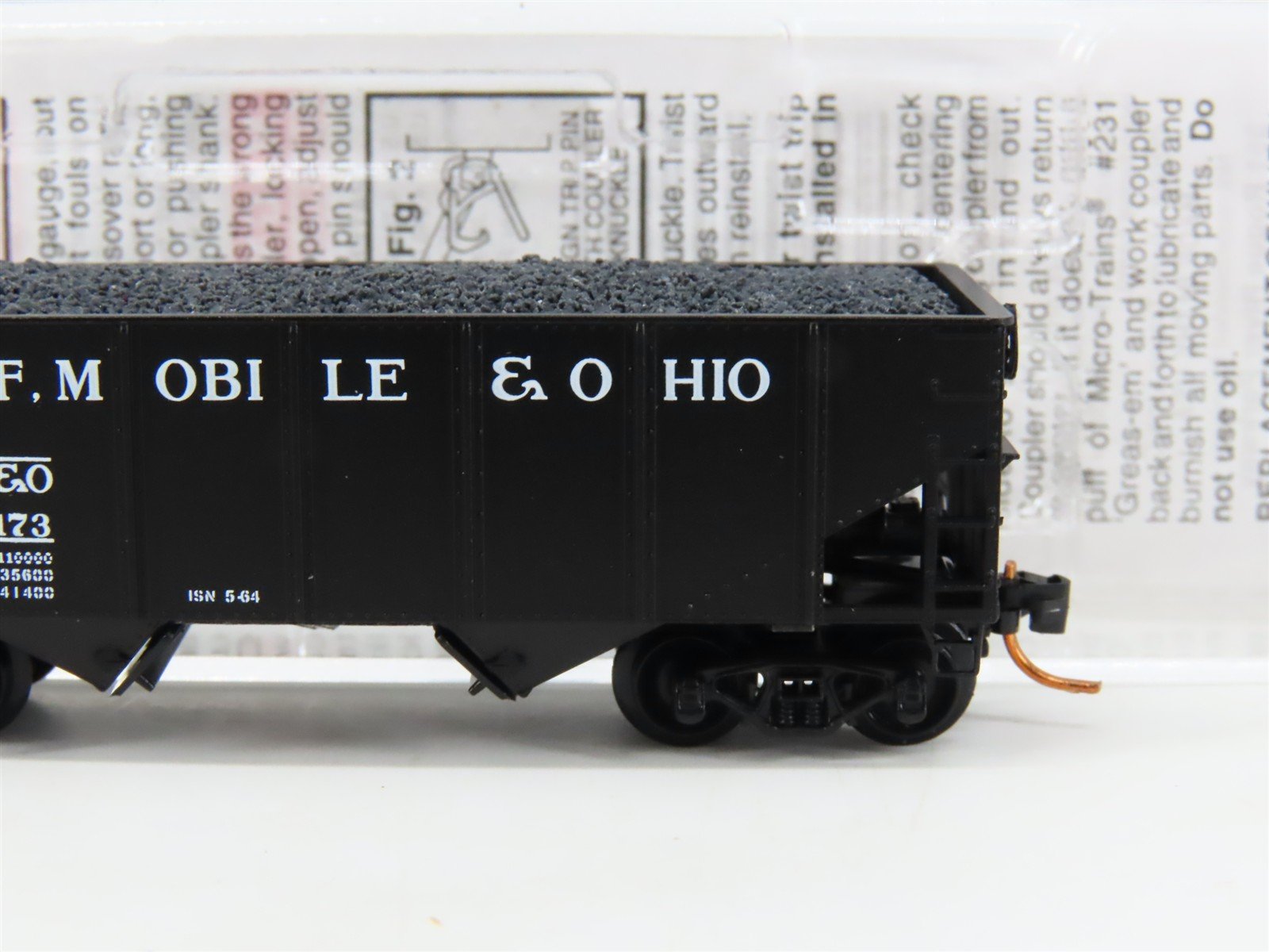 N Micro-Trains MTL 05600290 GM&O Gulf Mobile & Ohio 2-Bay Hopper #60173 w/ Load