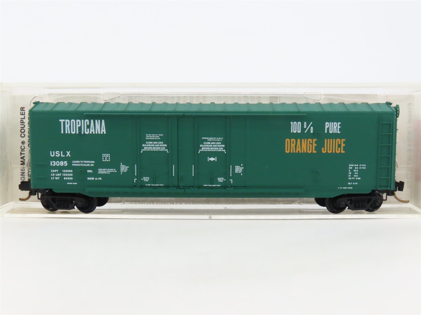 N Scale Micro-Trains MTL 75040 USLX Tropicana Double Plug Door 50' Boxcar #13085