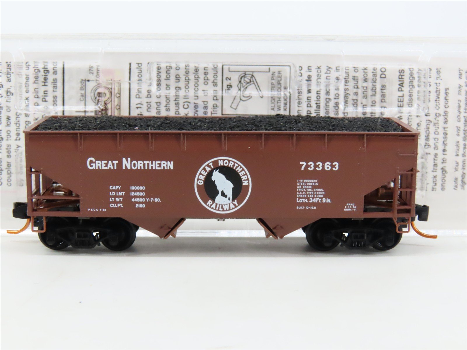 N Scale Micro-Trains MTL 05500060 GN Great Northern 2-Bay Hopper #73363 w/ Load