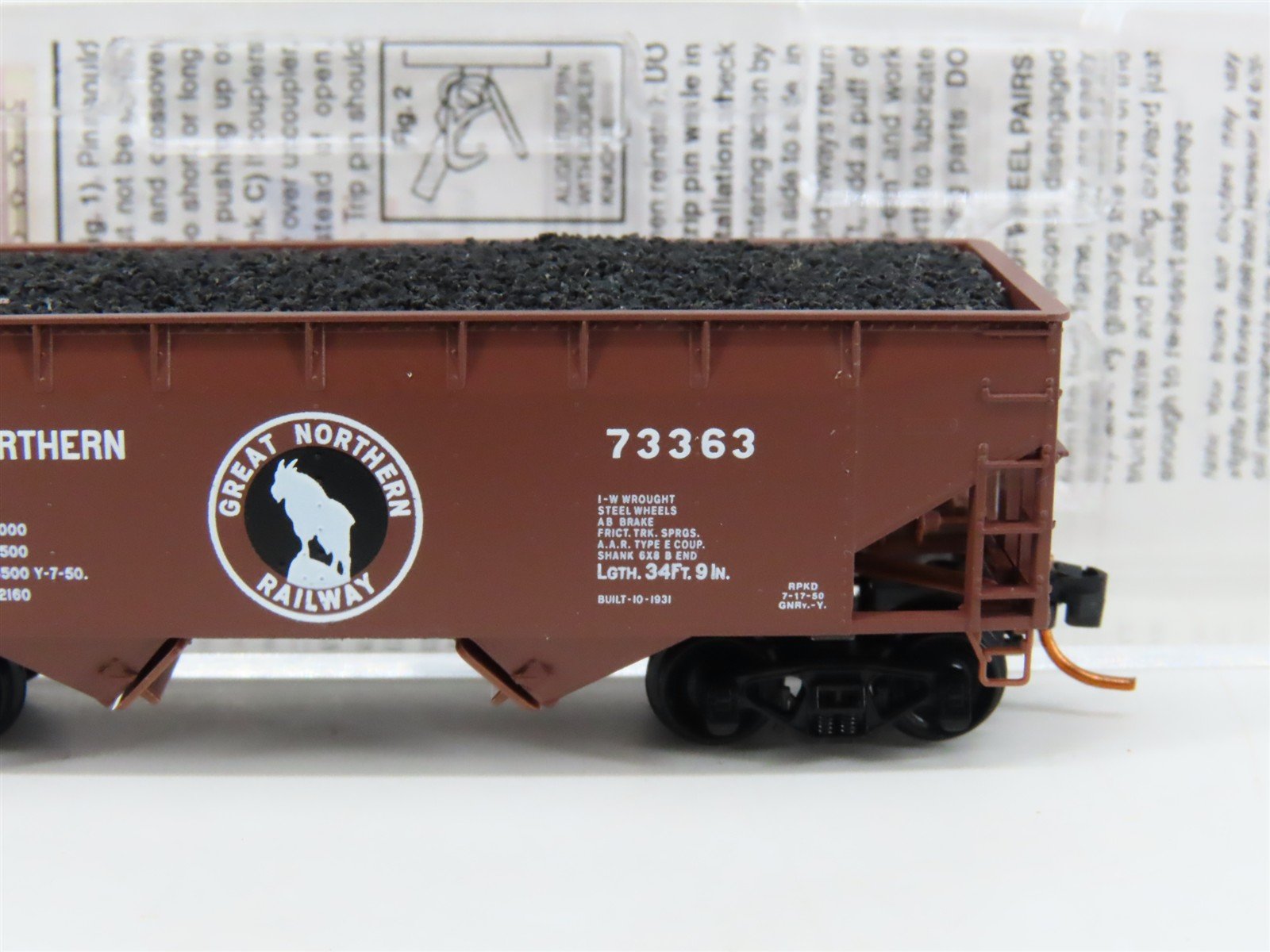 N Scale Micro-Trains MTL 05500060 GN Great Northern 2-Bay Hopper #73363 w/ Load