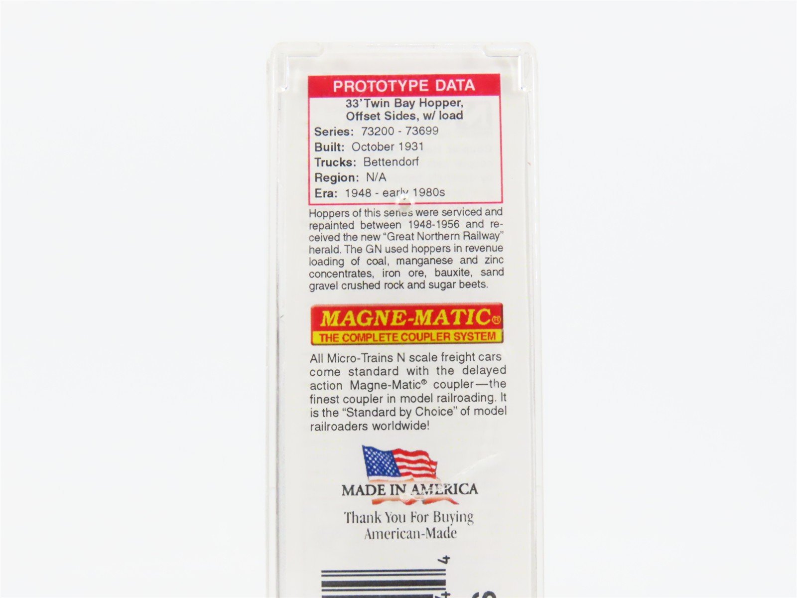 N Scale Micro-Trains MTL 05500060 GN Great Northern 2-Bay Hopper #73363 w/ Load