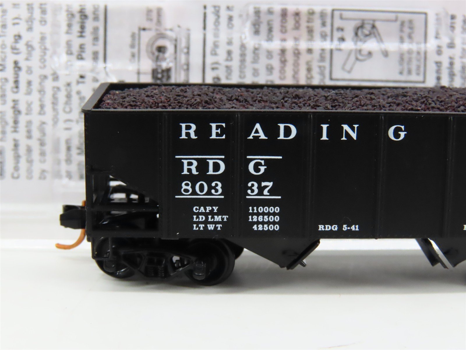 N Scale Micro-Trains MTL 05600180 RDG Reading Lines 2-Bay Hopper #80337 w/ Load